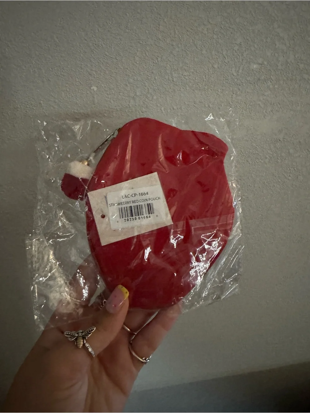 Kids Strawberry Coin Purse - Red with Green Leaf